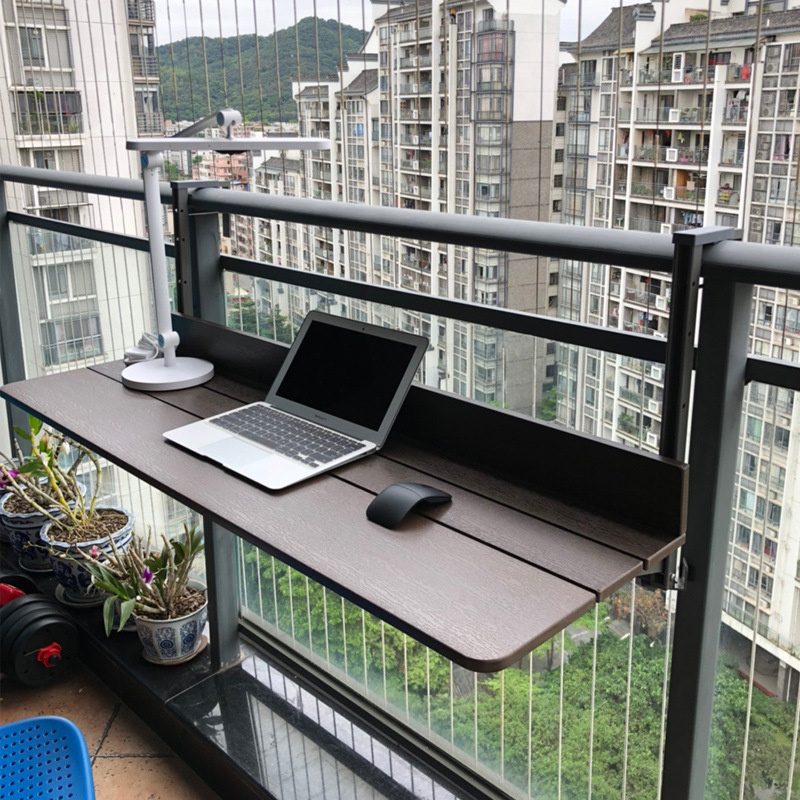 Foldable Bar Table Dining Table Integrated Household Balcony Narrow Table Hanging Guardrail by Window Balcony Hanging Table