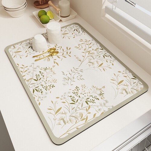 Kitchen countertop draining mat bar bowl cup water absorbing diatom mud drying mat cup tea table non-washable heat insulation mat
