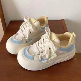 韩版校园风厚底小白鞋女2025新款ins圆头学生百搭通勤潮板鞋