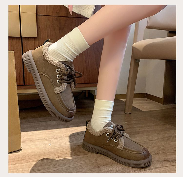 Kleine Lederschuhe im britischen Stil, trendige Winternische für Mädchen, Isolierung aus Baumwollplüsch mit niedrigem Absatz, Außenschuhe mit weicher_voghion.com