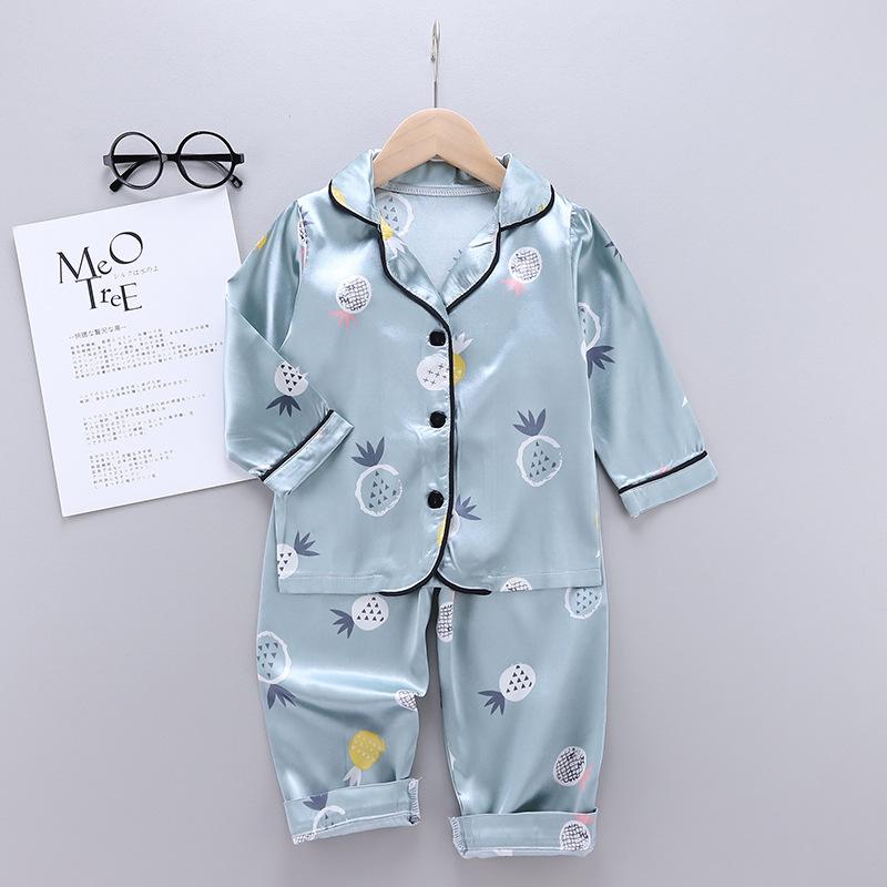 Conjunto de pijama infantil de manga comprida e calça para primavera/outono, ideal para climatização, para meninas de 3 a 7 anos._voghion.com