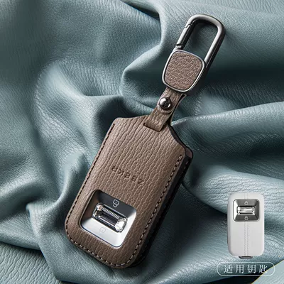 Car key bag: 8X Genuine Leather 001 Key Case - new-ji-krypton-double-contrast-color-model-elephant-gray-formula-buckle
