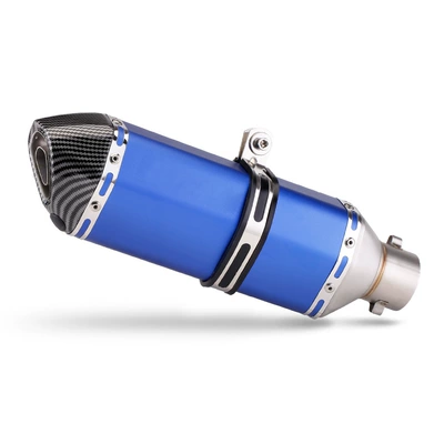 Motorcycle exhaust pipe, Jinzhan 6 Gy6 Universal Exhaust - 370-slant-tail-hex-head-blue-imitation-head