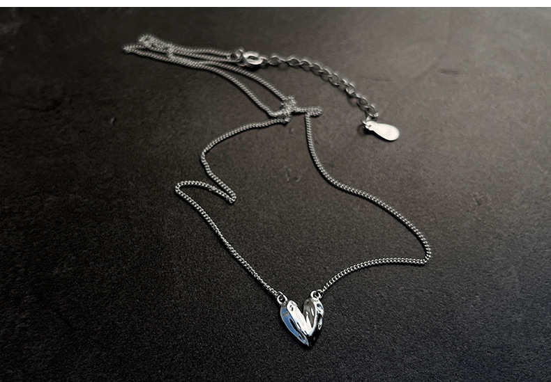 925 Sterling Silver Material Heart Shape Pattern 925 Sterling Silver Cable Chain Plating Heart Shape Necklace