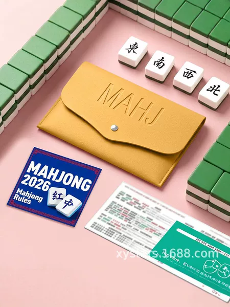 Cross-border Mahjong storage bag with MAHJ letter embossing, chess and card accessory bag, portable game chip organizer bag in stock