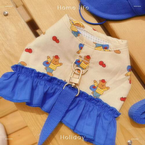 Pet clothes for dogs and cats, new spring and summer skirts, vest-style harness, traction clothing, dog leash for outings