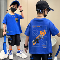 Men and Women's Short Sleeve Cotton T-Shirt with Front and Back Printing, Summer New Arrival Children and Baby Half-Sleeve Top for Toddlers and Young Children