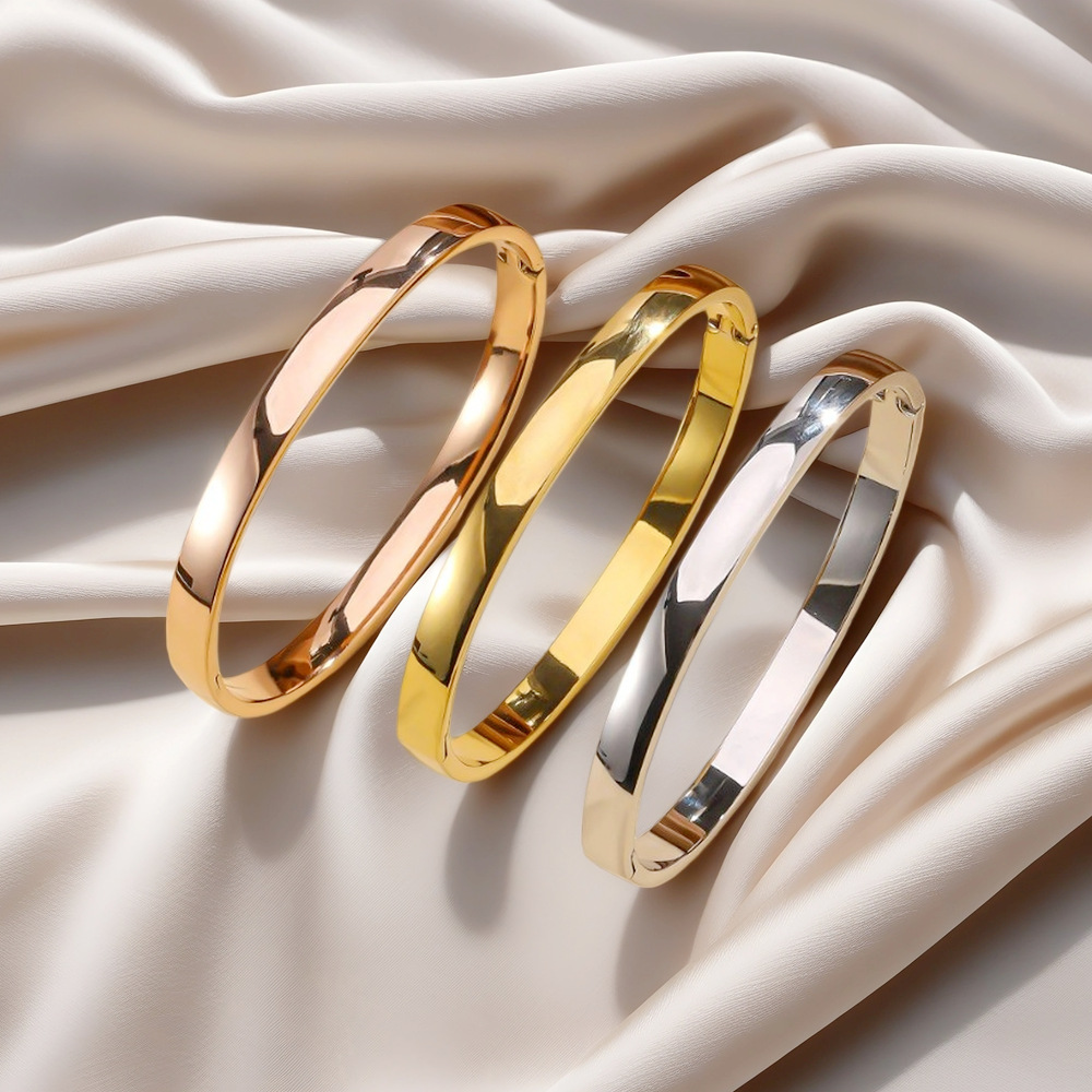 Minimalist Titanium Steel Spherical Bangle For Couples Elegant_voghion.com