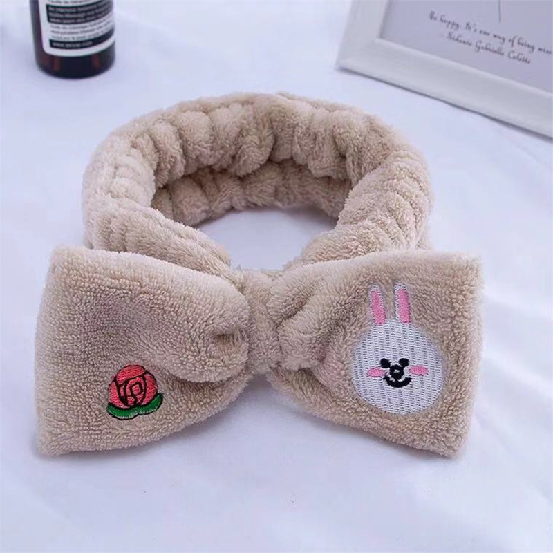 [Ventas directas de fábrica] lindo conejito de peluche banda de pelo Oso de dibujos animados cara lavado arco banda de pelo