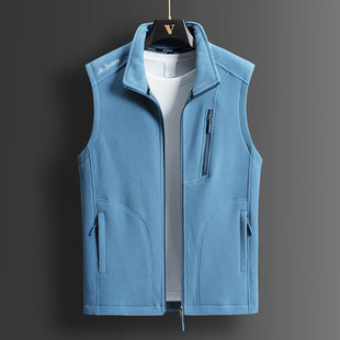 Autumn and Winter Couple's Fleece Vest, Large Size Stand-Up Collar Warm Vest, Casual Inner Wear, Polar Fleece Couple Jacket