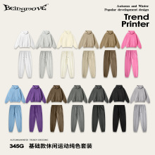 2025秋季欧美潮牌跨境加绒卫衣套装男束脚裤冬季基础款运动套装