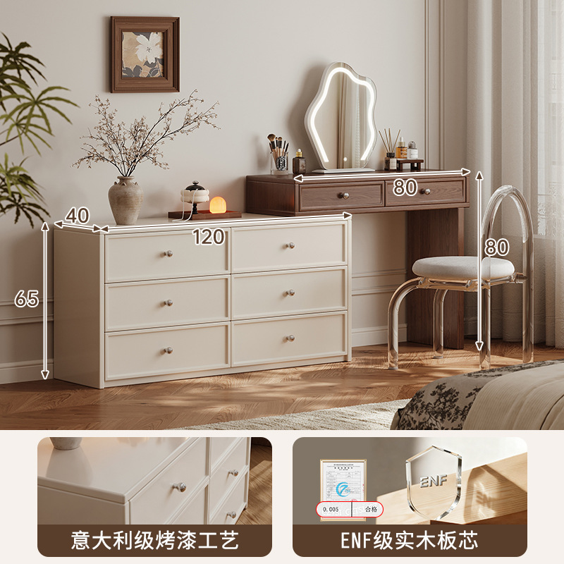 Akino estilo antiguo armario de tocador en 2025 nuevo dormitorio esquina de madera maciza dormitorio principal pintado espejo de mesa de maquillaje