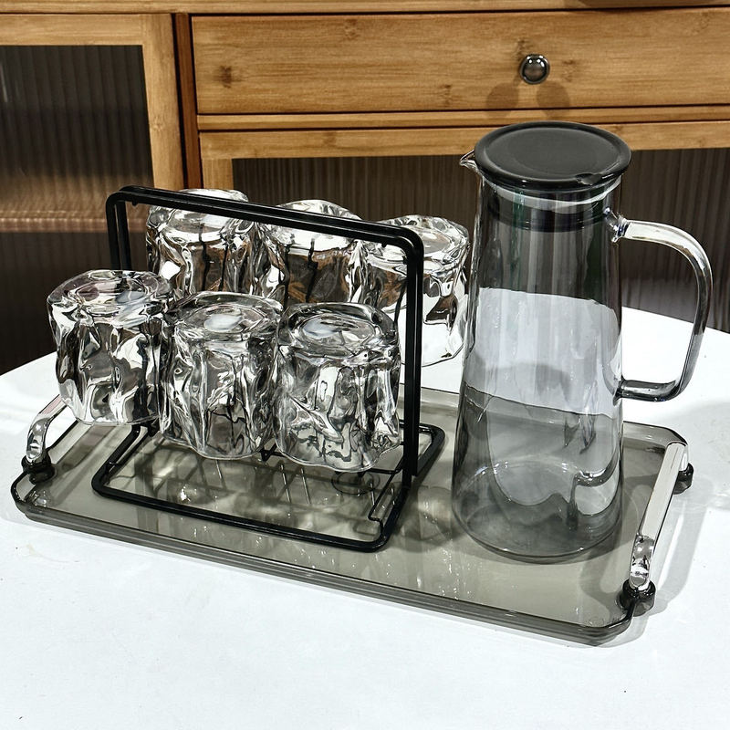 メーカー卸売り耐高温ガラス冷水筒高ホウ素シリコン飲料カップ家庭用浄水器セット冷水筒大容量|undefined