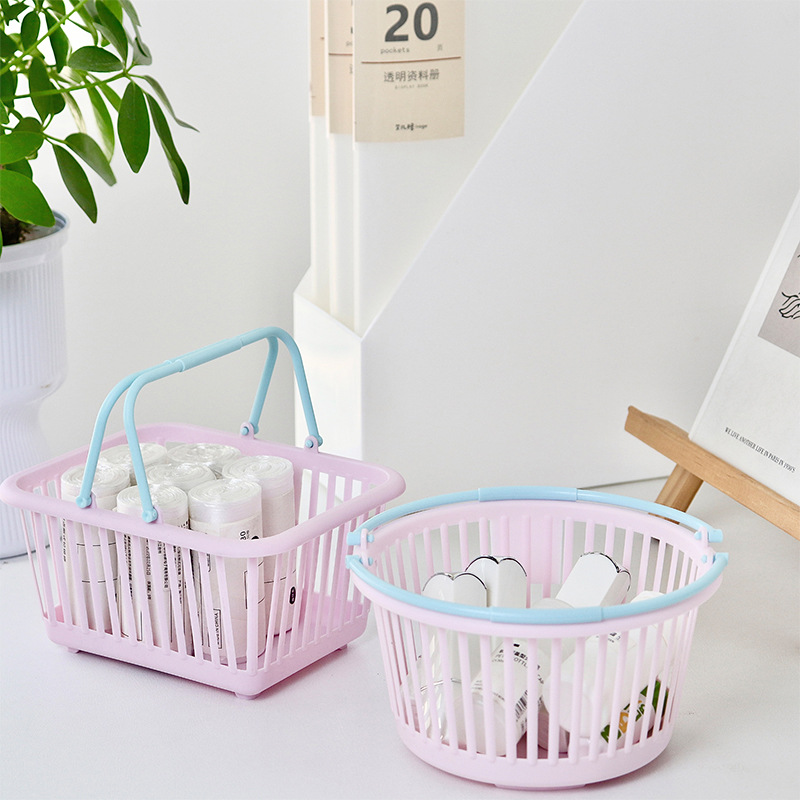 [Cesta de almacenamiento de escritorio lindo INS] Mini Papelería para estudiantes titular de la pluma cosméticos que organizan la cesta de almacenamiento portátil