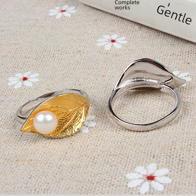 One size fashionable ring from pearl, silver 925 sample