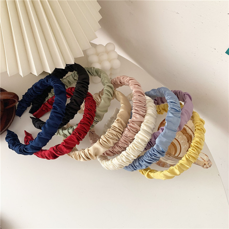 Soft Candy-colored Pleated Fairy Style All-match Internet-famous Hair Hoop ins Hair Hoop Pressure Hair Accessories for Daily Going-out Face Washing