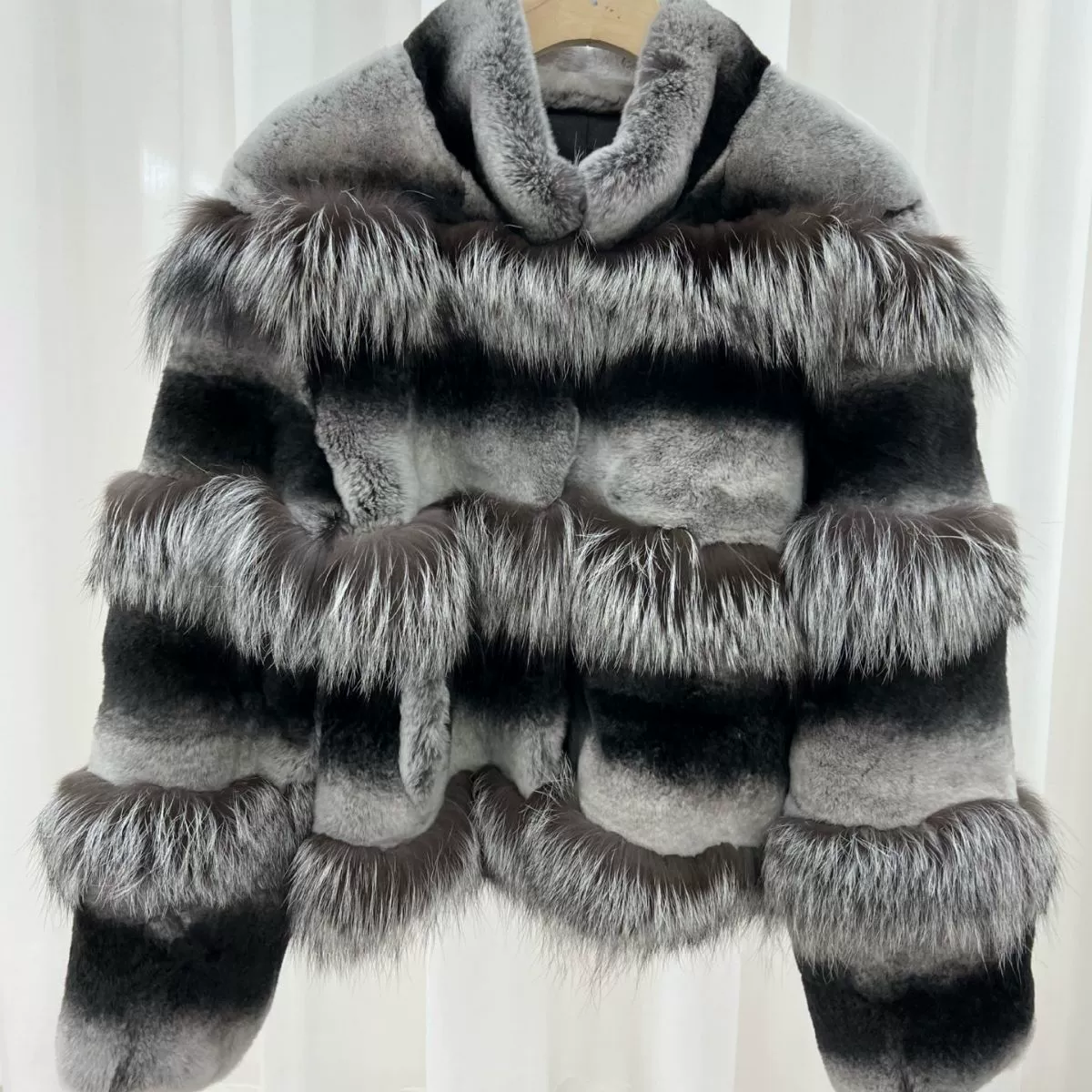 Хайнаньская меховая осень-зима новинка контрастный воротник stood light luxury Totoro лиса норка зайчик мех лоскутный лиса серебристый мех куртка