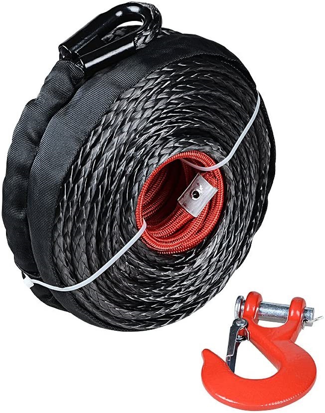 Winch Rope 3/8Inch9.5Mm Synthetic Winch Rope Winch Rope with Sheath Off-Road Vehicle Modification