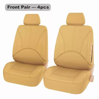 Car Seat 9-Piece Set Pu: Seat cushion, seat cover - beige-4-piece-set