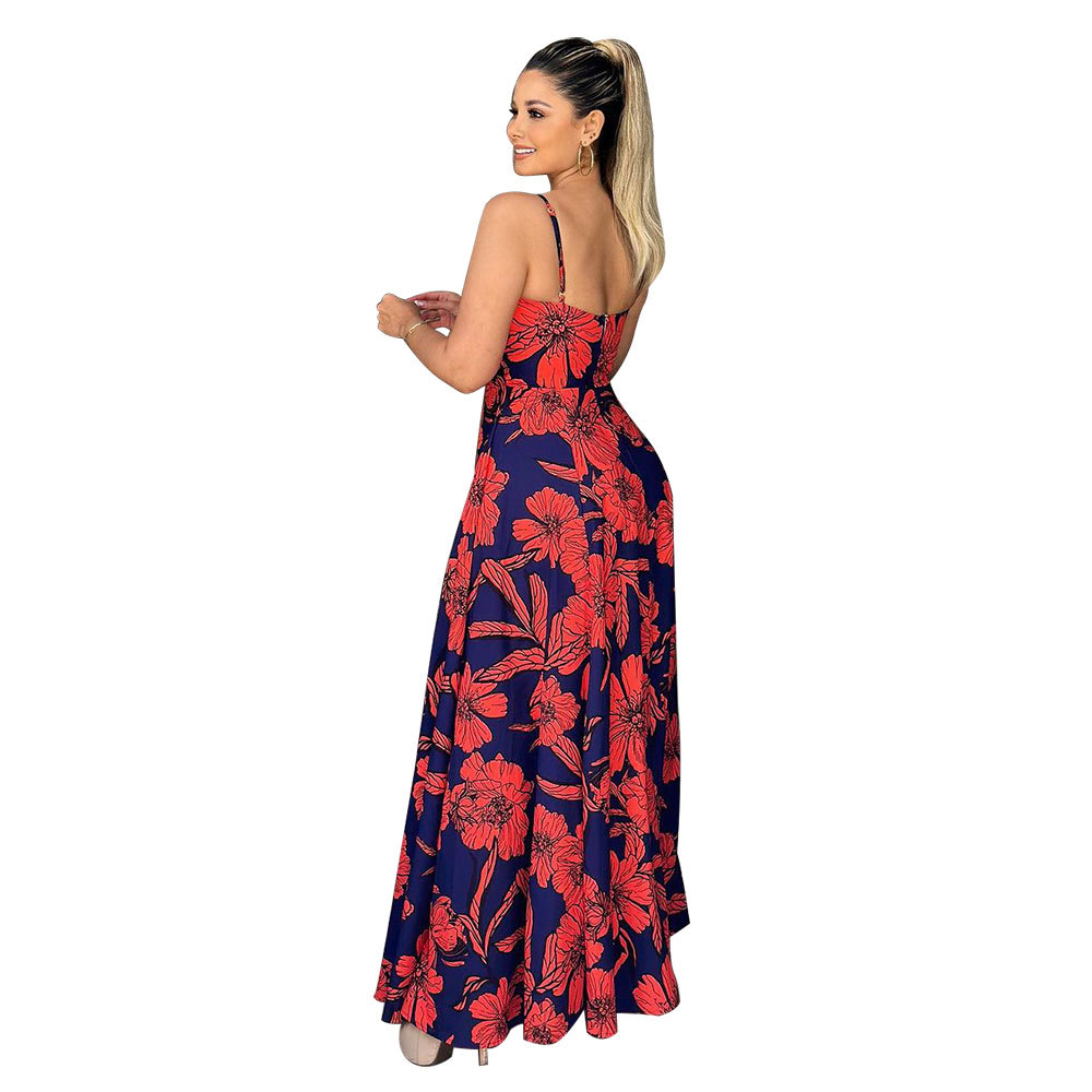 Polyester Fabric Type Wholesale Women's Elegant Painted Flower  Daily Strap Sleeveless Regular Dress