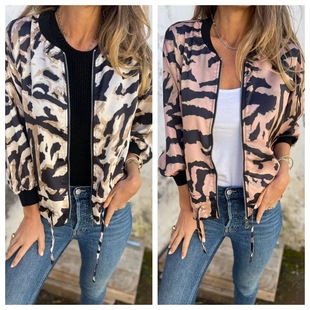 Amazon Independent Station European and American Cross-Border Women's Clothing Autumn New Bomber Jacket Zipper Jacket Top for Women