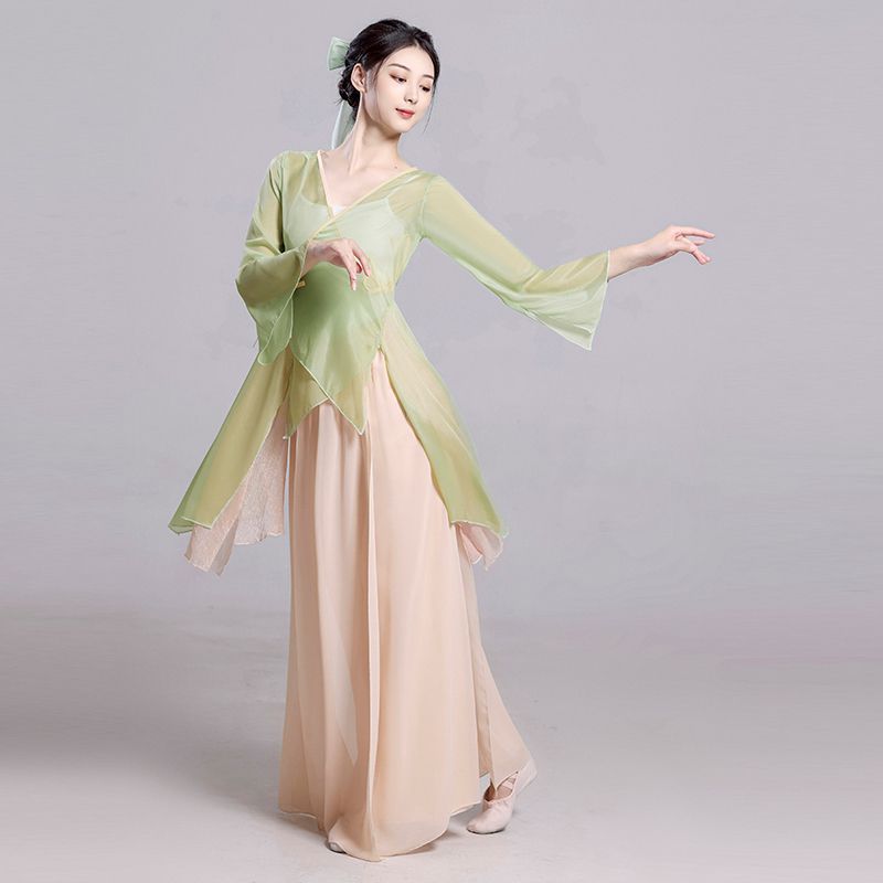 Ropa de danza clásica de mujeres vestidos de gaza elegante vestidos de danza vestidos de entrenamiento de danza vestidos de mujeres vestidos de rendimiento vestidos de chiffon de estilo antiguo fábrica