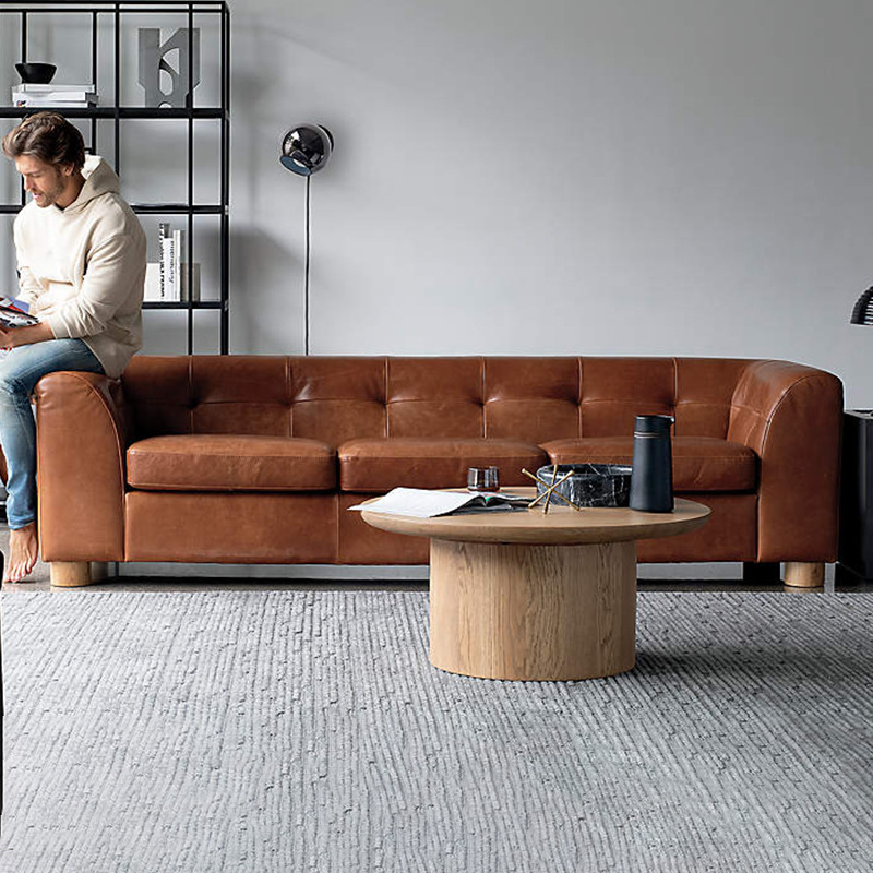 Mesa de centro redonda nórdica moderna y sencilla de madera maciza para sala de estar y dormitorio, mesa redonda para apartamento pequeño, muebles para el hogar, totalmente de madera maciza minimalista