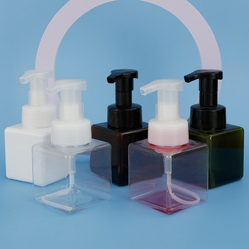 PETG mousse foaming bottle facial cleanser hand soap foaming bottle 250ml cosmetics bottle square bottle
