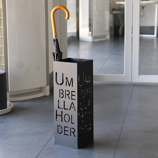 Fashionable Creative Letter Wrought Iron Office Umbrella Stand Foyer Home Decoration Storage Bucket for Umbrellas Company Entrance Hotel Home Use