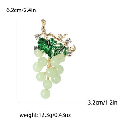 New Fashion Creative Enamel Grape Brooch Simple Diamond Fruit Pin Women's Clothing Accessories Corsage (Yaxa sancaqları) - green-4226