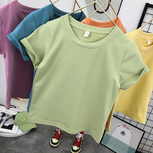 Children's Short Sleeve T-shirt  Boys Short Sleeve Cotton Girls Half Sleeve T-shirt Japanese Style Children's Clothing Baby Base Short Sleeve Top