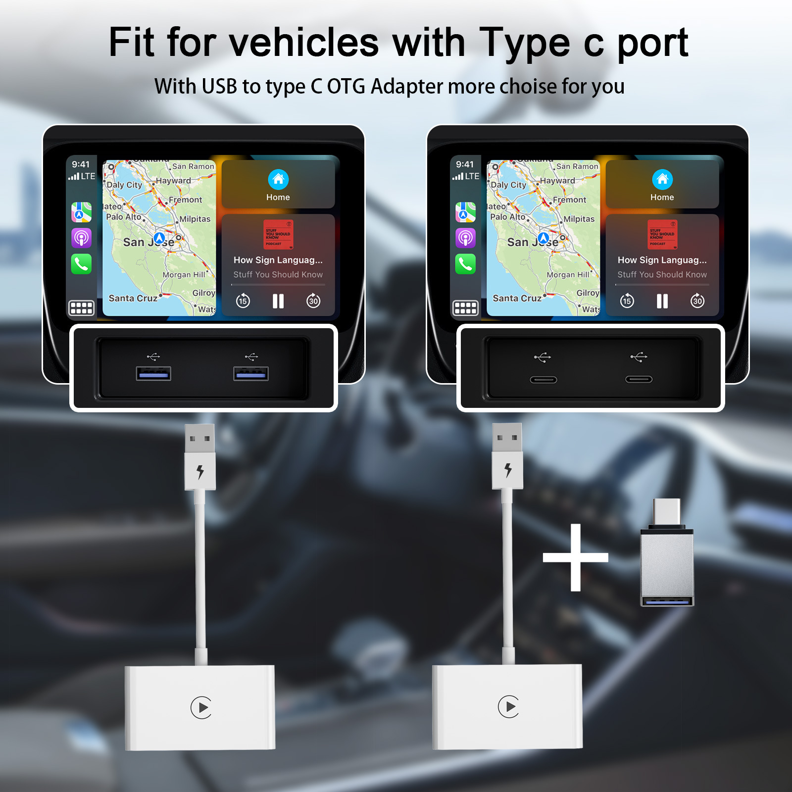 Aplicable a Apple teléfono móvil carplay coche de navegación con cable inalámbrico carplay caja adaptador cable