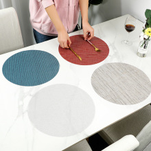 跨境亚马逊纯色pvc圆形餐垫防水油桌垫特斯林居家餐厅编织隔热垫