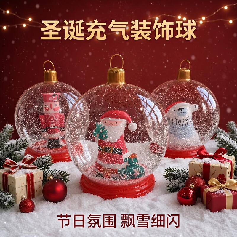 New cross-border product: Transparent Christmas ball with base, suitable for mall and courtyard holiday atmosphere decoration, featuring a nutcracker lantern New cross-border product: Transparent Christmas ball with base, suitable for mall and courtyard holiday atmosphere decoration, featuring a nutcracker lantern
