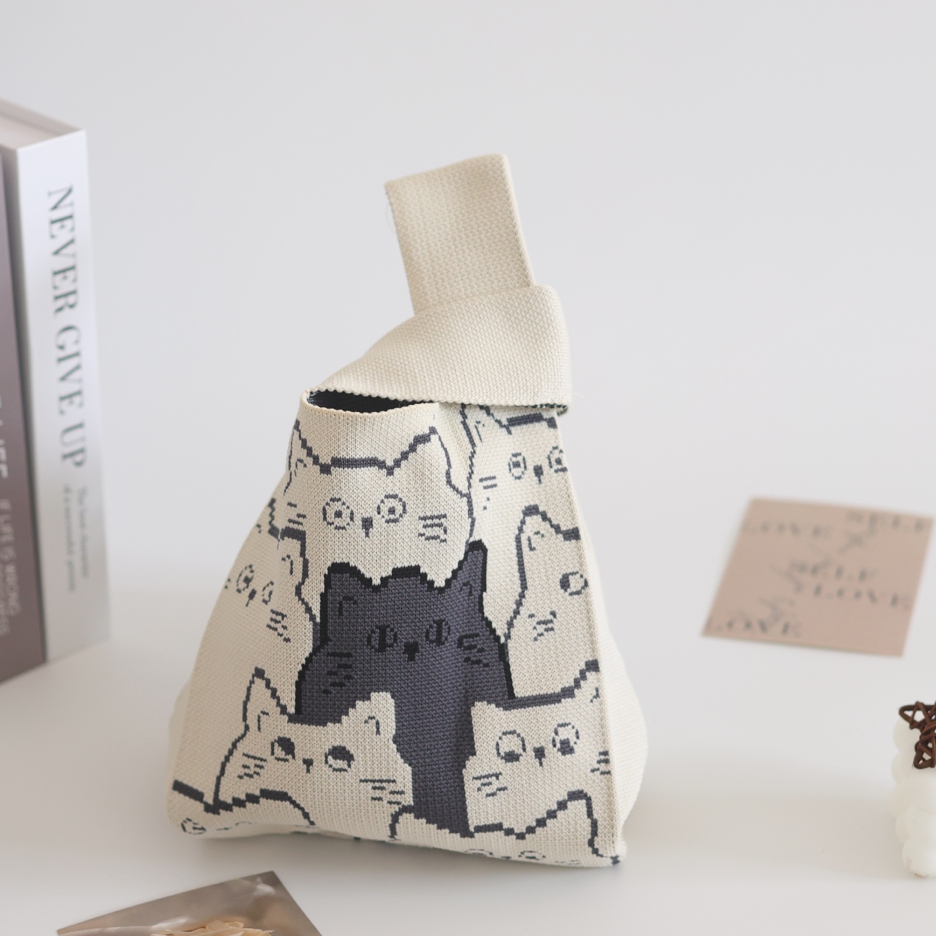 Bolso de punto transfronterizo bolso de punto para mujer bolso de muñeca de todo fósforo bolso Tote bolso tejido de poliéster bolso panda