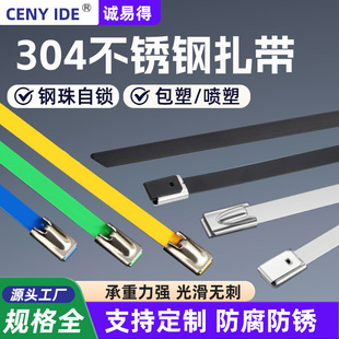 Factory wholesale 304 self-locking stainless steel cable tie 4.6*300mm cable marine metal high temperature corrosion resistance