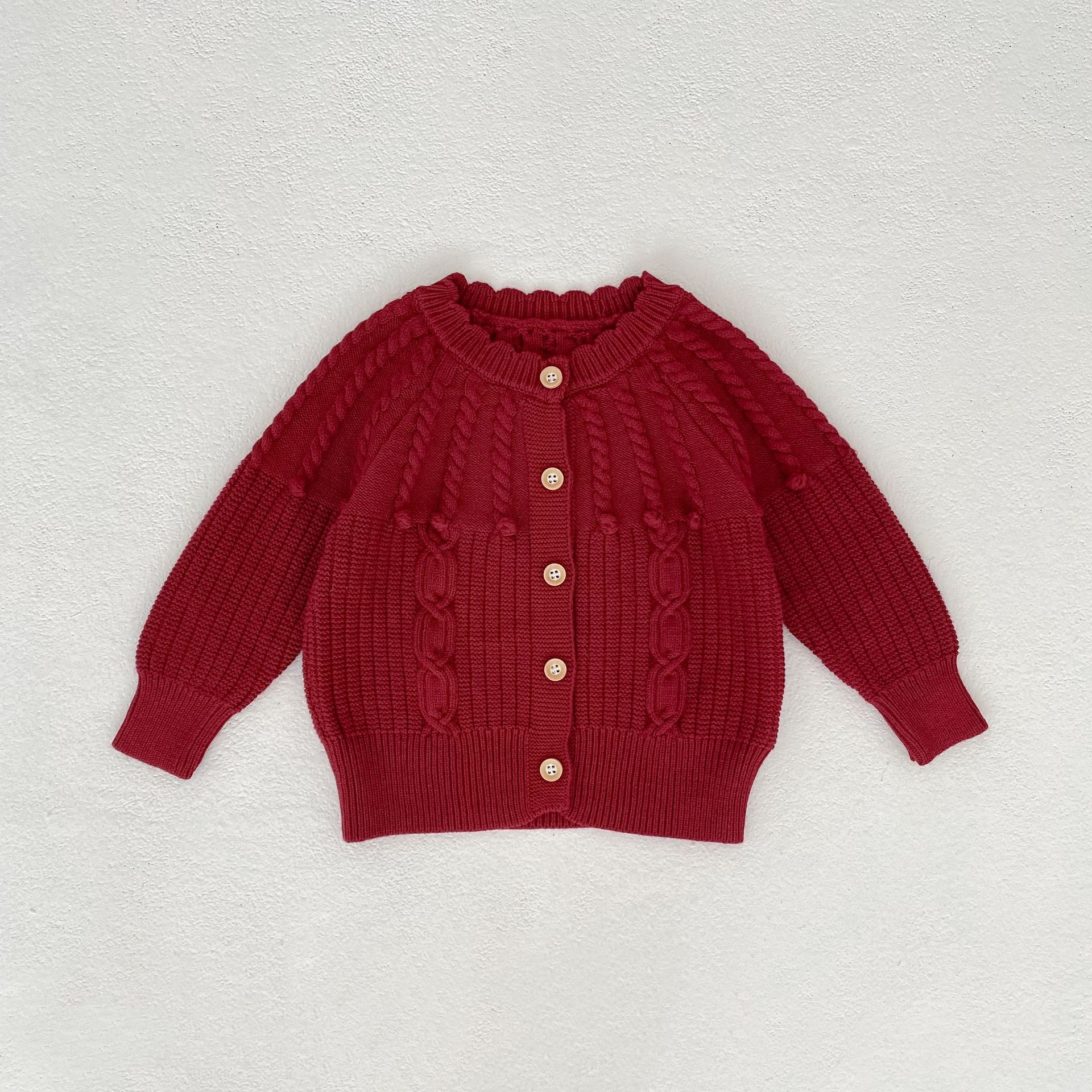 Infant Women's Sweater Hand-hook Bubble Ball Knitted Romper And Coat Two-piece Set