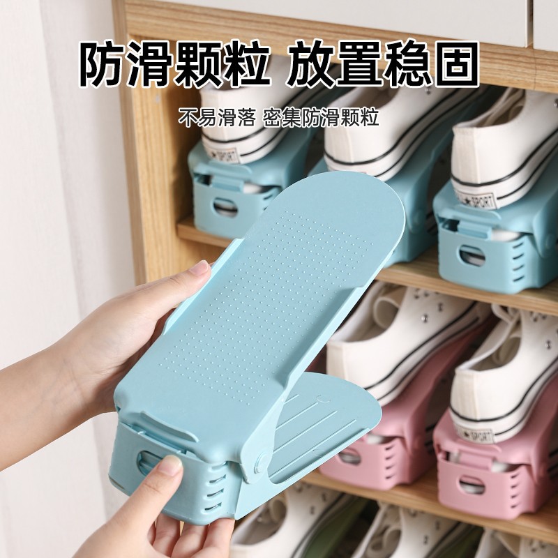 Estante de almacenamiento ajustable de zapatos soporte de zapatos de doble capa dormitorio armario de zapatos acabado estratificado estante de almacenamiento de zapatillas artefacto mágico