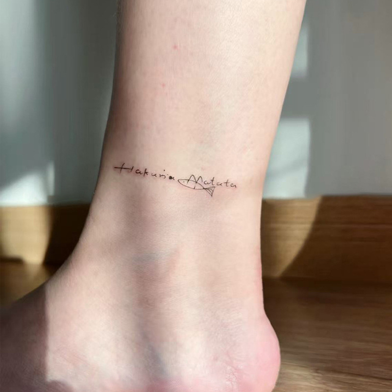 Cross-Border Popular Items with a High-End Feel, Minimalist and Unique Style, Fresh and Simple Design, Small Fish English Phrase Tattoo Stickers