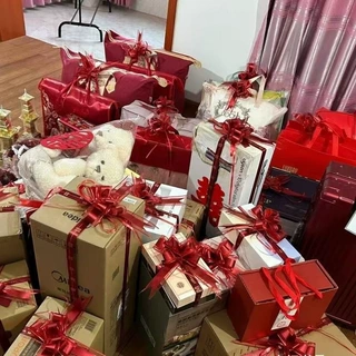 结婚被子嫁妆陪嫁拉花婚车车队彩带行李箱嫁妆拉花装饰婚房布置