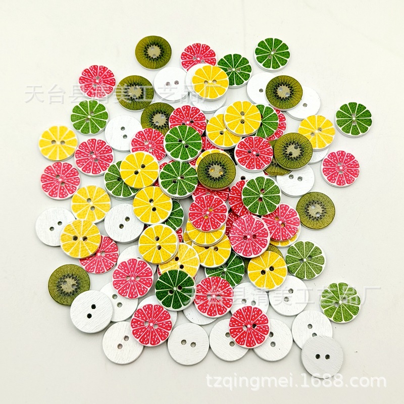 1,5/2/2,5 cm fondo blanco fruta botón redondo fruta vintage redondo pieza de madera botón 100 piezas un paquete