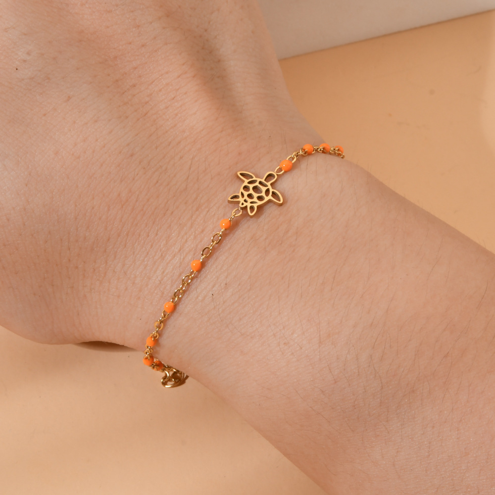 2g Weight Bracelets Classification 1 Piece Quantity Daily Occasion Stainless Steel Material Tortoise Pattern Women's Gender Plating Design Cute Style Cute Tortoise Stainless Steel Plating Bracelets 10