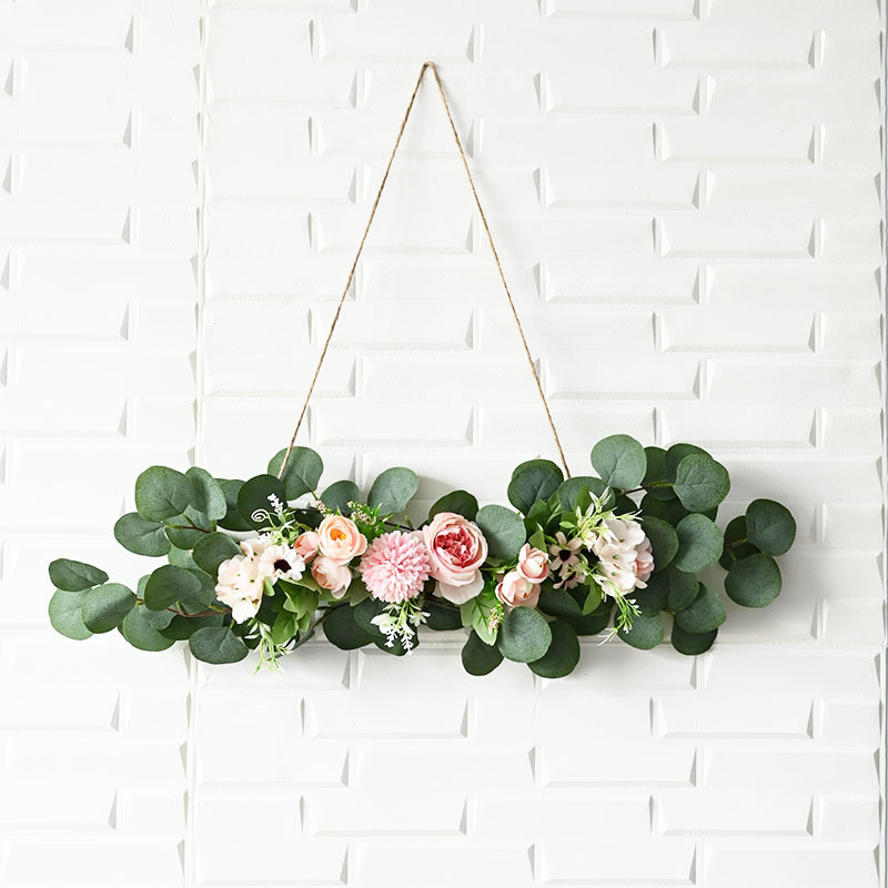 廠家仿真花門楣花尤加利葉子假花臥室婚禮花藝牆壁裝飾掛牆花