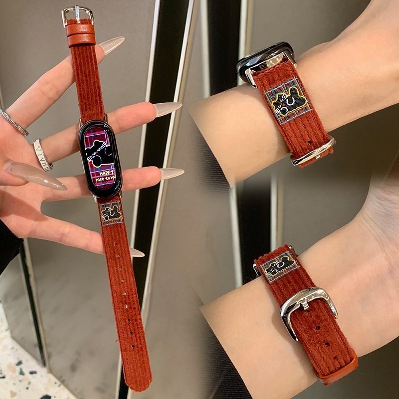 For millet bracelet 8/9PRO strap sticker puppy autumn and winter corduroy gt5/4/3 Huawei 9/8fit3