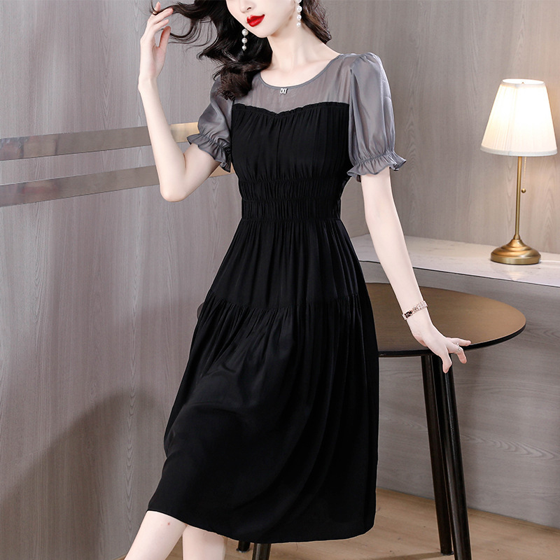Authentic Silk Dress for Women, 2026 New Model, Waist-Cinching, Slimming, Age-Reducing, Elegant A-Line Dress