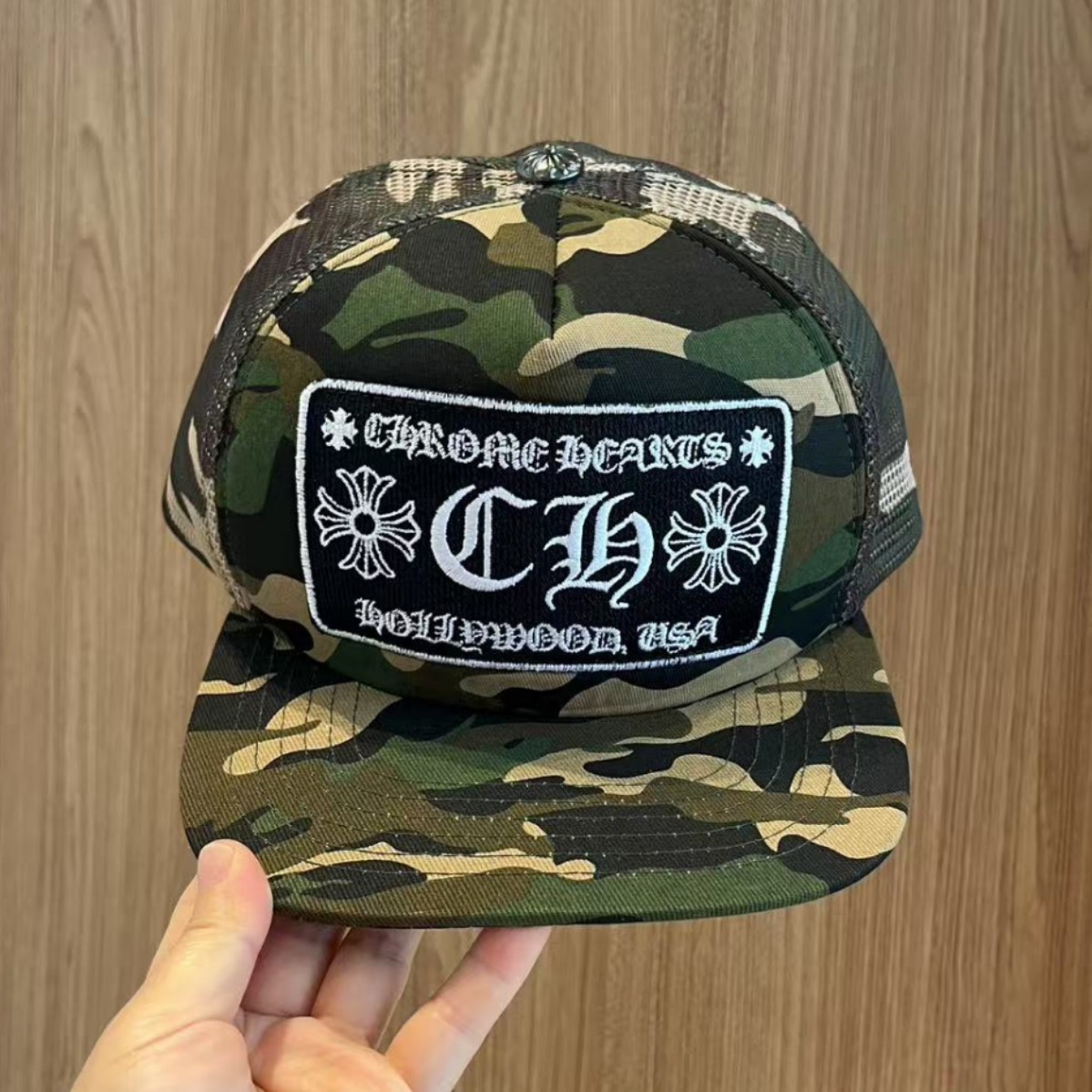 Sombrero para el sol CH Cro de verano para parejas nuevas de moda americana, sombrero de hip-hop de ala plana bordado a la moda ~ sombrero de malla de béisbol