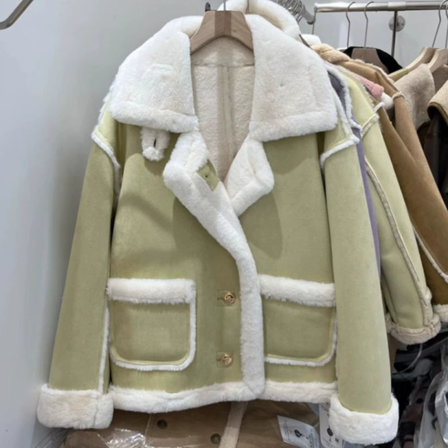 Фуксnia зимняя теплая бархатная куртка,2023, стиль Chanel