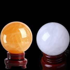 批发天然白黄球白冰洲方解石原石打磨家居客厅开业送礼风水摆件