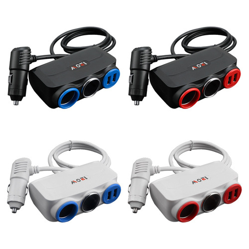 One-to-two cigarette lighter, car charger distributor, one-to-two cigarette lighter, dual USB car cigarette lighter