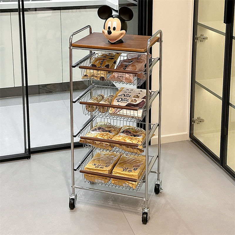 零食小推车中古置物架客厅落地移动厨房果蔬收纳多功能家用餐边柜|undefined